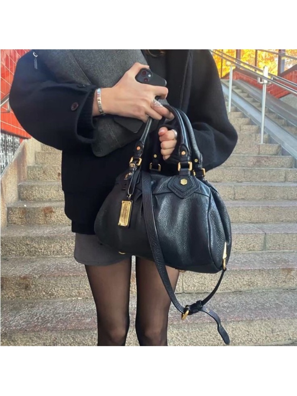 Marc By Marc Jacobs Classic Baby Groovee Black Leather Shoulder Satchel Bag - Picture 12 of 12
